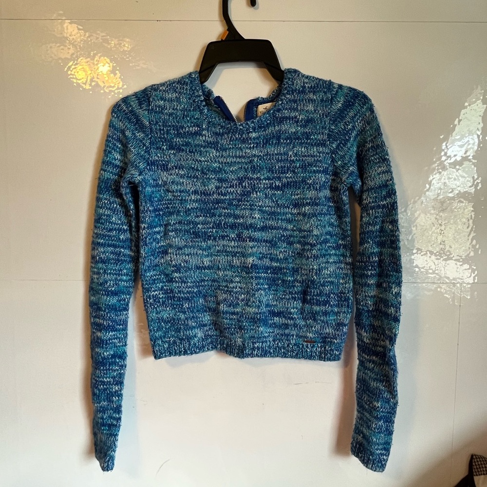 Hollister Blue Knit Cropped Sweater